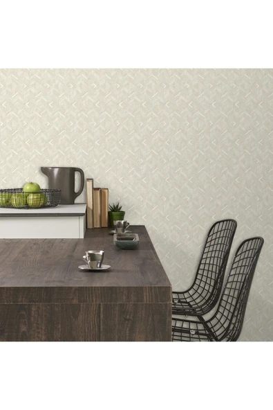 Adawall Geometrik Desen Duvar Kağıdı, Bej, Beta 1107-1, 16,50 M² - 1