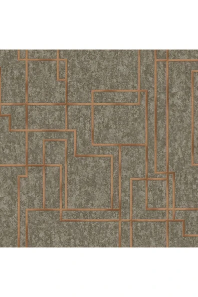 Adawall /OCTAGON 1202-5 KOYU KAHVE GEOMETRİK DESEN DUVAR KAĞIDI - 2