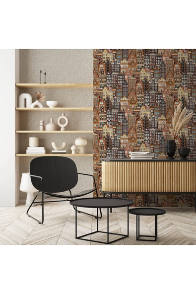 Adawall Roka 23115-3 Şehir Desenli Düz Sade Duvar Kağıdı - 3