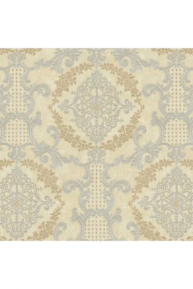 Adawall Damask Pattern Wallpaper - Duvar Kağıdı, Krem - Ephes 6802-2, 10,60 M² - Resim 2