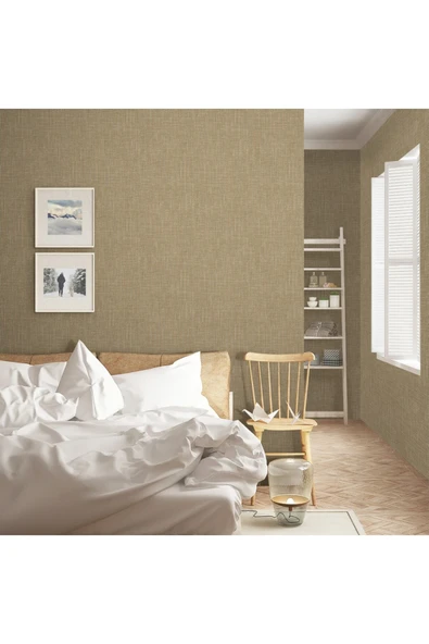 Adawall Alfa Kaba Yün Tüvit Dokusundan Esinlenilmiş Duvar Kağıdı, 3712-4, Bej, Kahverengi, 16,50 M² - 5