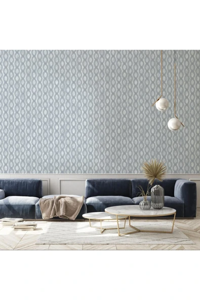 Adawall Seven 7808-2 Oval Geometrik Desenli Gri Duvar Kağıdı 16,50 M2 - 1
