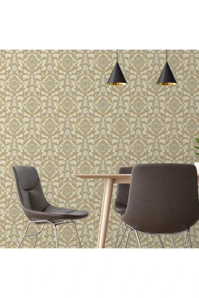 Adawall Damask Pattern Wallpaper - Duvar Kağıdı, Bej, Koyu - Ephes 6802-4, 10,60 M² ürün görseli
