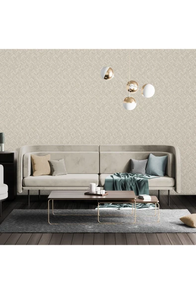 Adawall Geometrik Desen Duvar Kağıdı, Bej, Beta 1107-2, 16,50 M² ürün görseli