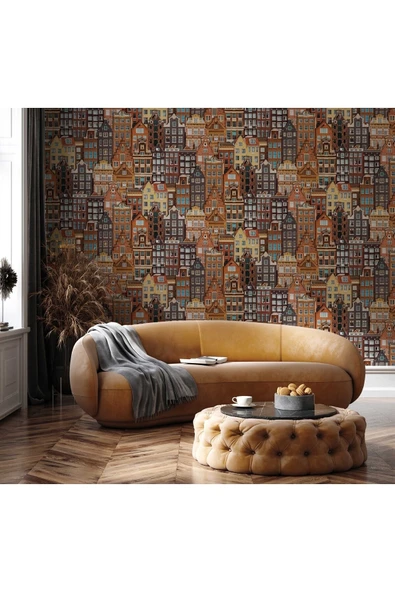 Adawall Roka 23115-3 Şehir Desenli Düz Sade Duvar Kağıdı - 1