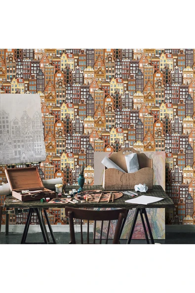 Adawall Roka 23115-3 Şehir Desenli Düz Sade Duvar Kağıdı - 2