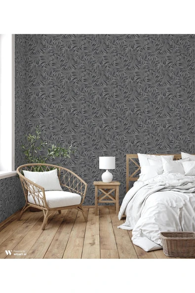 Adawall Seven 7812-4 Yaprak Desenli Gri Duvar Kağıdı 16,50 M2 - 3