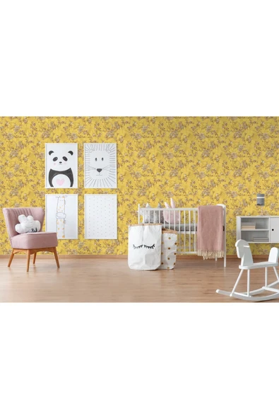 Adawall Tropicano Çiçek Desenli Trend Duvar Kağıdı 9914-4, Sarı | Ce, Iso 9001, Iso 10002 - 2