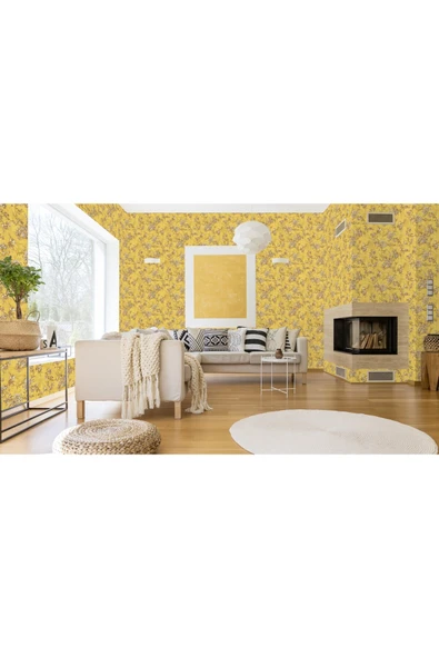 Adawall Tropicano Çiçek Desenli Trend Duvar Kağıdı 9914-4, Sarı | Ce, Iso 9001, Iso 10002 - 1
