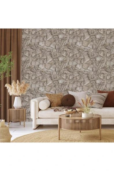 Adawall ROKA/ KAHVERENGİ KESİK TAŞ DESEN DUVAR KAĞIDI 23114-2 - 2