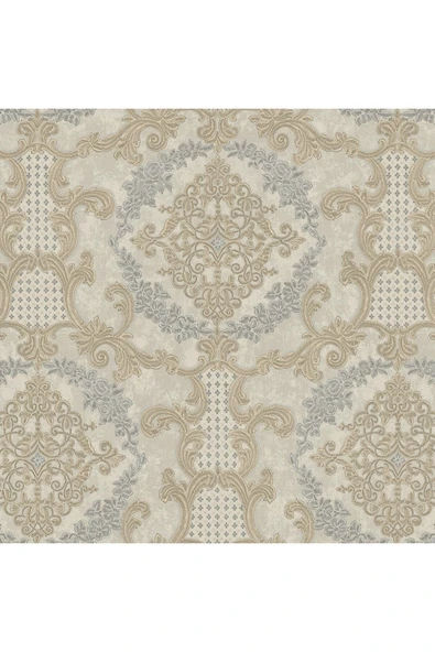 Adawall Damask Pattern Wallpaper - Duvar Kağıdı, Krem - Ephes 6802-1, 10,60 M² - Resim 2