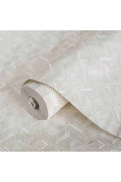 Adawall Geometrik Desen Duvar Kağıdı, Bej, Beta 1107-2, 16,50 M² - Resim 3