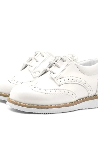 Rakerplus Krem Rugan Bağcıklı Erkek Bebek Klasik Ayakkabı - 5