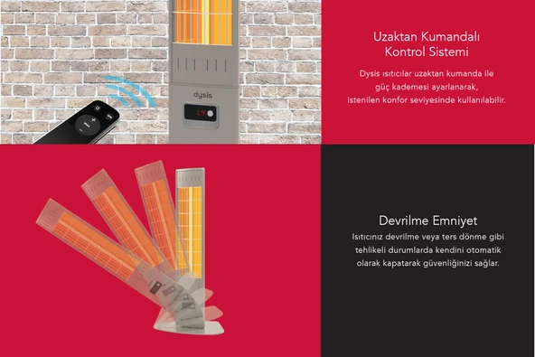 Single X Karbon Serisi IP65 Suya-Toza Dayanıklı 2300 W Bej Uzaktan Kumandalı İç/Dış Mekan Isıtıcı - Resim 4