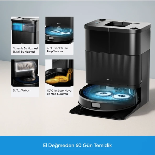 Şımart katya U Akıllı Robot Süpürge 10000Pa Yüksek Emiş Gücü, Otomatik Mop Yıkama ve Kurutma - 4