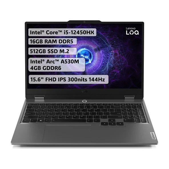 Lenovo LOQ 15IAX9 83GS008GTR i5-12450HX 16 GB 512 GB SSD RTX3050 15.6" Full HD Gaming Laptop