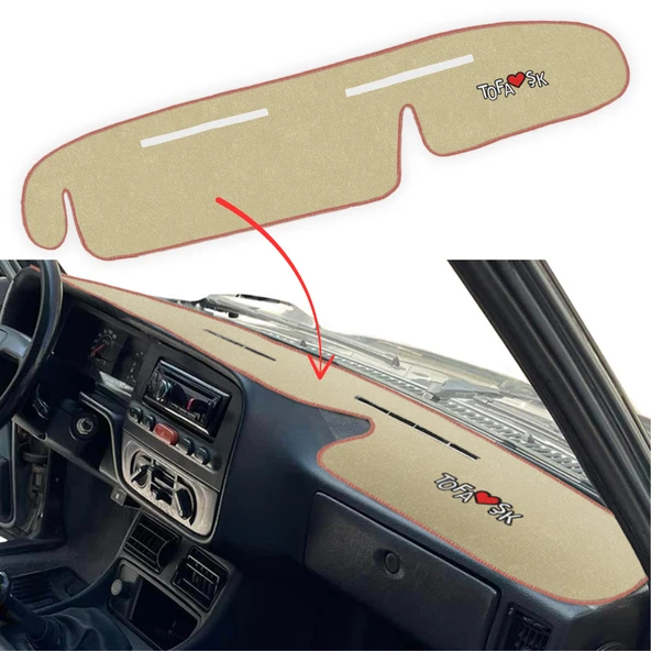 Tofaş Şahin Doğan Kartal Yüksek Ön Göğüs Bej Renk Nakış İşlemeli Torpido Koruma Kaplama Halısı ürün görseli