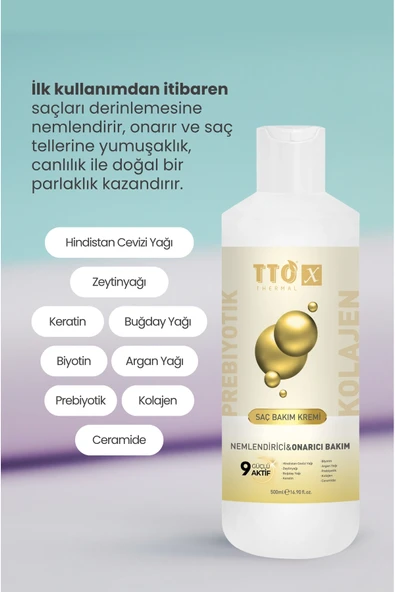 Tto X Nemlendirici Ve Onarıcı Saç Kremi Kolajen Ve Prebiyotik - 5