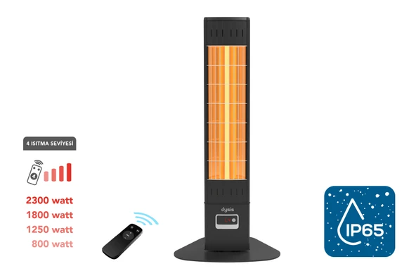 Single X Karbon Serisi IP65 Suya-Toza Dayanıklı 2300 W Siyah Uzaktan Kumandalı Dış Mekan Isıtıcı - 1
