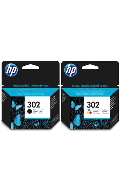 HP 302 Siyah- Renkli Kartuş Deskjet 1110/2130/3630/3830/4650/4520 - Resim 2