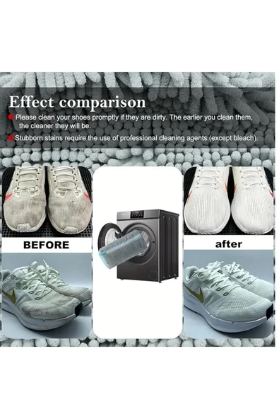 Makinede Pratik Deforma Önleyeci Eskimeye Dayanıklı Boya Vermez Ayakkabı Yıkama Çantası Torba File - 3