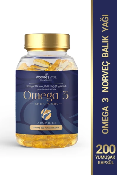 Woogss Vital Omega 3 Norveç Balık Yağı İçeren Takviye Edici Gıda 200 KAPSÜL - 1