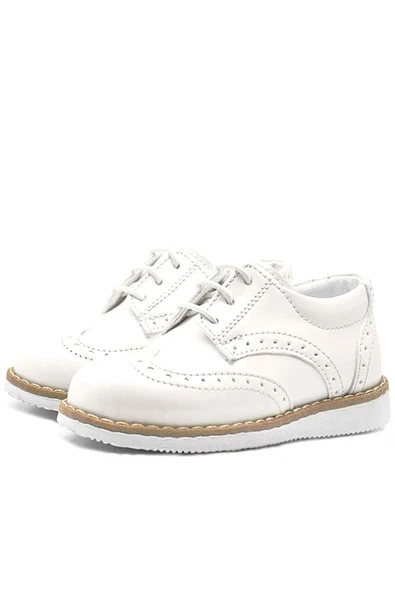 Rakerplus Krem Rugan Bağcıklı Erkek Bebek Klasik Ayakkabı - 3
