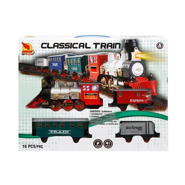 01551 Sunman, Sesli ve Işıklı Klasik Tren Seti 16 Parça - Resim 12