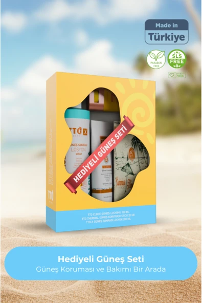 Tto 3’lü Hediyeli Güneş Bakım Seti Spf 50 Güneş Kremi Stick Güneş Sonrası Losyon ürün görseli