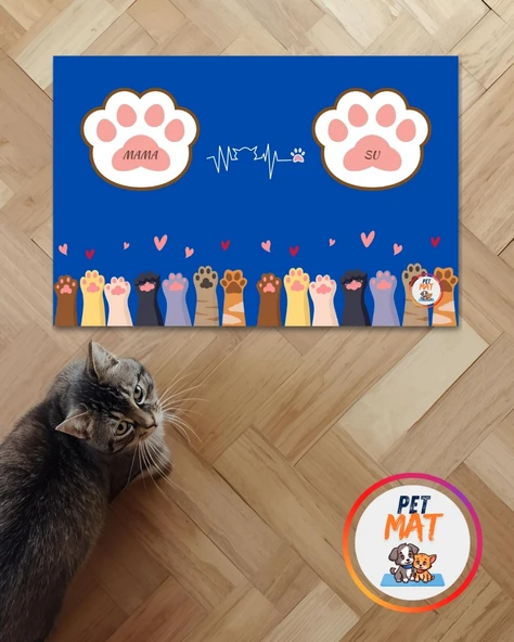 Petmat Kedi Mama Paspası , Kaymaz Taban , Yıkanabilir , Evcil Hayvan Paspası 005-M - 3