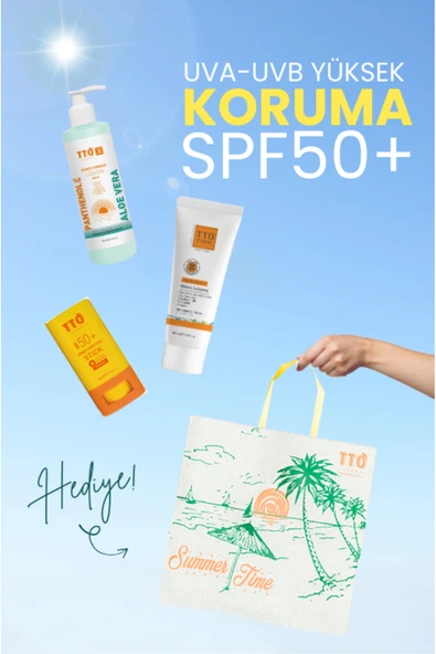 Tto 3’lü Hediyeli Güneş Bakım Seti Spf 50 Güneş Kremi Stick Güneş Sonrası Losyon - Resim 2