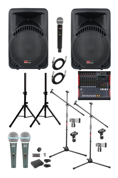 Lastvoice Ample Classy-Paket-2 Aktif hoparlör ve Mixer Full Ses Sistemi Seti - 1