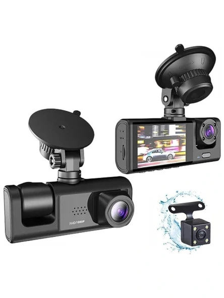 Black Box 1080P Ön-Arka 3 Kameralı 2.0”Hd Ekran Ve G Sensörlü Akıllı Araç Kamerası
