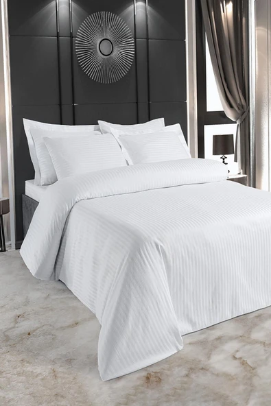 Varol Zeus Serisi Pamuk Saten Çizgili Çift Kişilik Nevresim Takımı ürün görseli