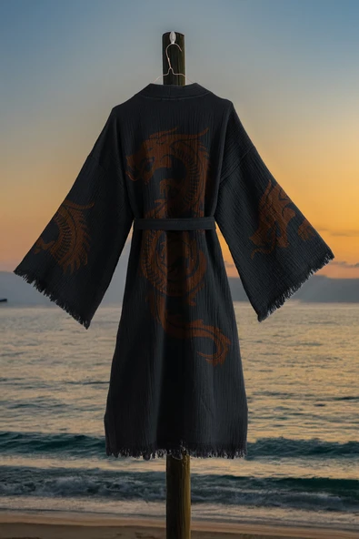 Varol Organik %100 Pamuk Kimono Yaka Sabalık Bornoz Plaj Elbisesi - Viserion ürün görseli