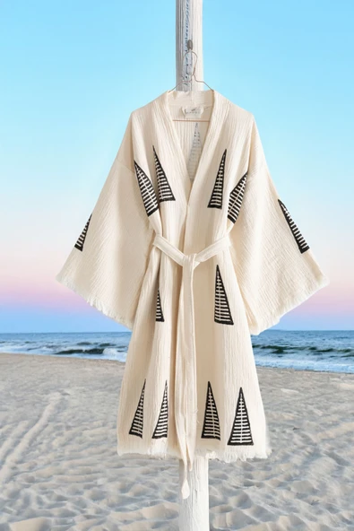 Varol Organik %100 Pamuk Kimono Yaka Sabalık Bornoz - Piramit ürün görseli