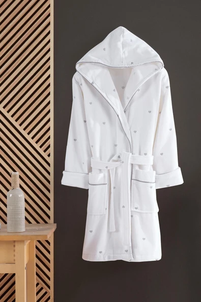 Varol Kalpli Nakışlı %100 Pamuk Love Serisi Bornoz - Resim 5