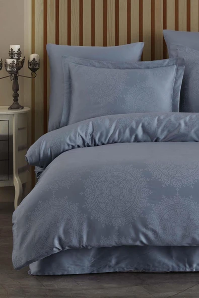 Varol Liyosel Jakar Nevresim Takımı Çift Kişilik - Nothingham İndigo ürün görseli