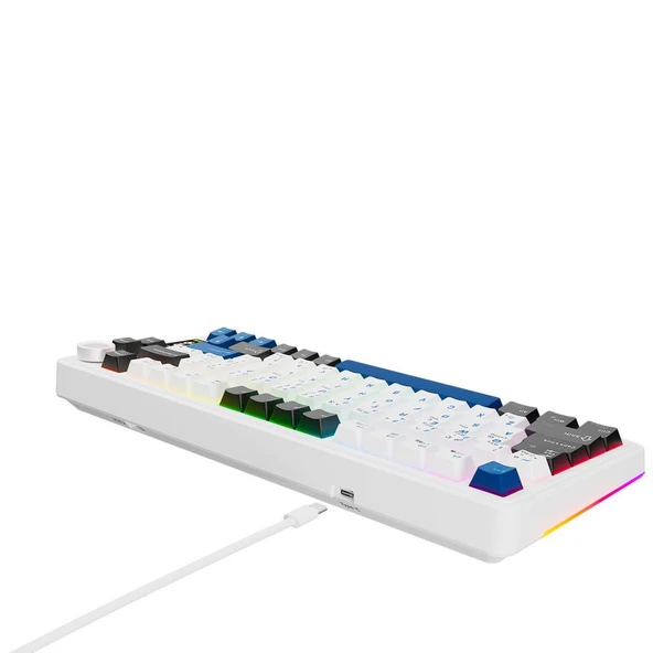 Rampage Quell Pro Ekranlı Beyaz Hot Swap 2.4G + BT Wireless RGB Gasket Oil Switch Türkçe Q PBT Keycaps Mekanik Klavye - 4