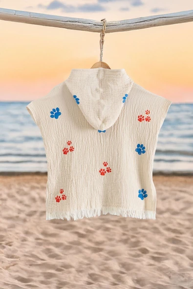 Varol Organik %100 Pamuk Müslin Çocuk Panço - Pati - Resim 2