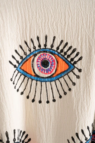 Varol Organik %100 Pamuk Kimono Yaka Sabalık Bornoz - Göz - Resim 3