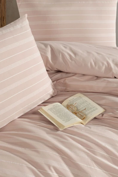 Varol Stripe Saten King Size (Battal Boy) Çarşafı Lastikli Nevresim Takım - Resim 8