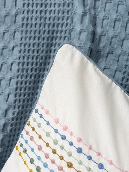 Cotton Box Aura Çift Kişilik Pike Takımı Pebble indigo - Resim 4