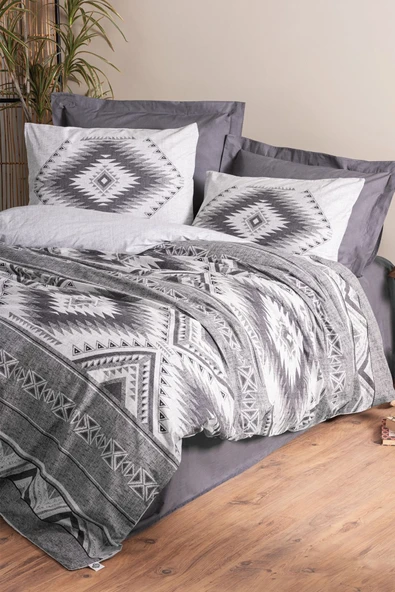 Cotton Box Ethnic Çift Kişilik Nevresim Takimi Delos Antrasit ürün görseli
