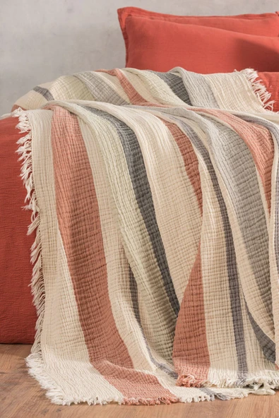 Varol 4 Katlı %100 Pamuk Müslin Pike & Yatak Örtüsü – 230x250 cm - Resim 2