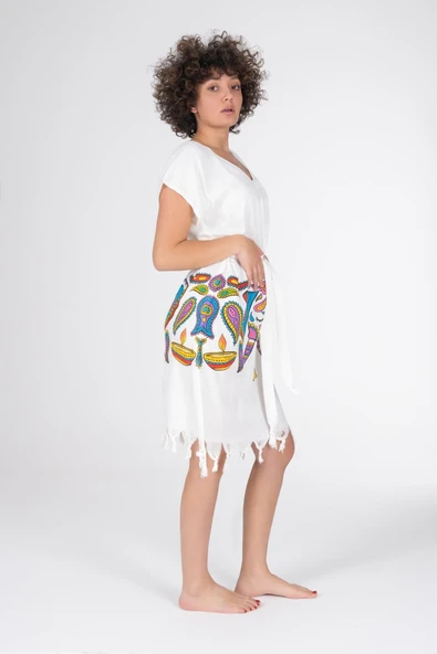 Varol Baskılı Bambu Plaj Elbisesi - Resim 6