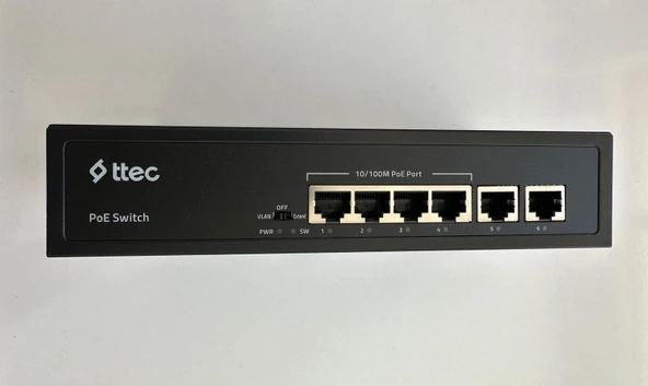 Nif Bilişim Ttec 0665P 4 Port 10/100M PoE 2 Port 10/100/1000 Gigabit Uplink Tak Çalıştır 65W PoE Switch ürün görseli 1