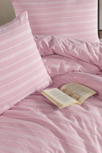 Varol Stripe Saten King Size (Battal Boy) Çarşafı Lastikli Nevresim Takım - Resim 7