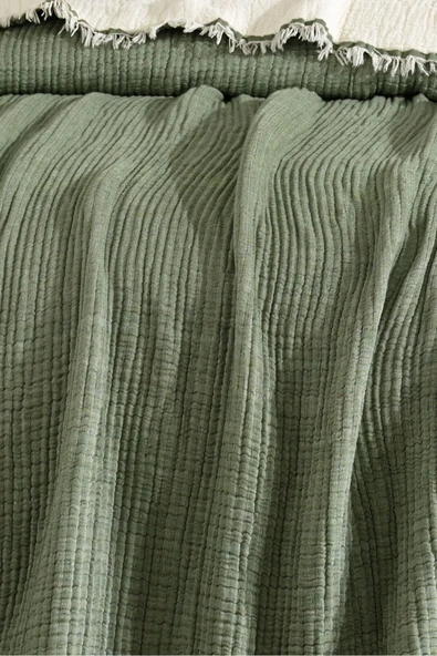 Varol Tek Kişilik 5 Katlı %100 Pamuk Müslin Yatak Örtüsü - Resim 11