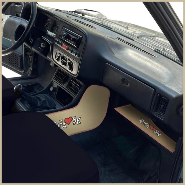 Tofaş Şahin Doğan Kartal Bej Renk Torpido Orta Konsol Yan Koruma Halısı ve Torpido Alt Sehpa Örtüsü - Resim 3